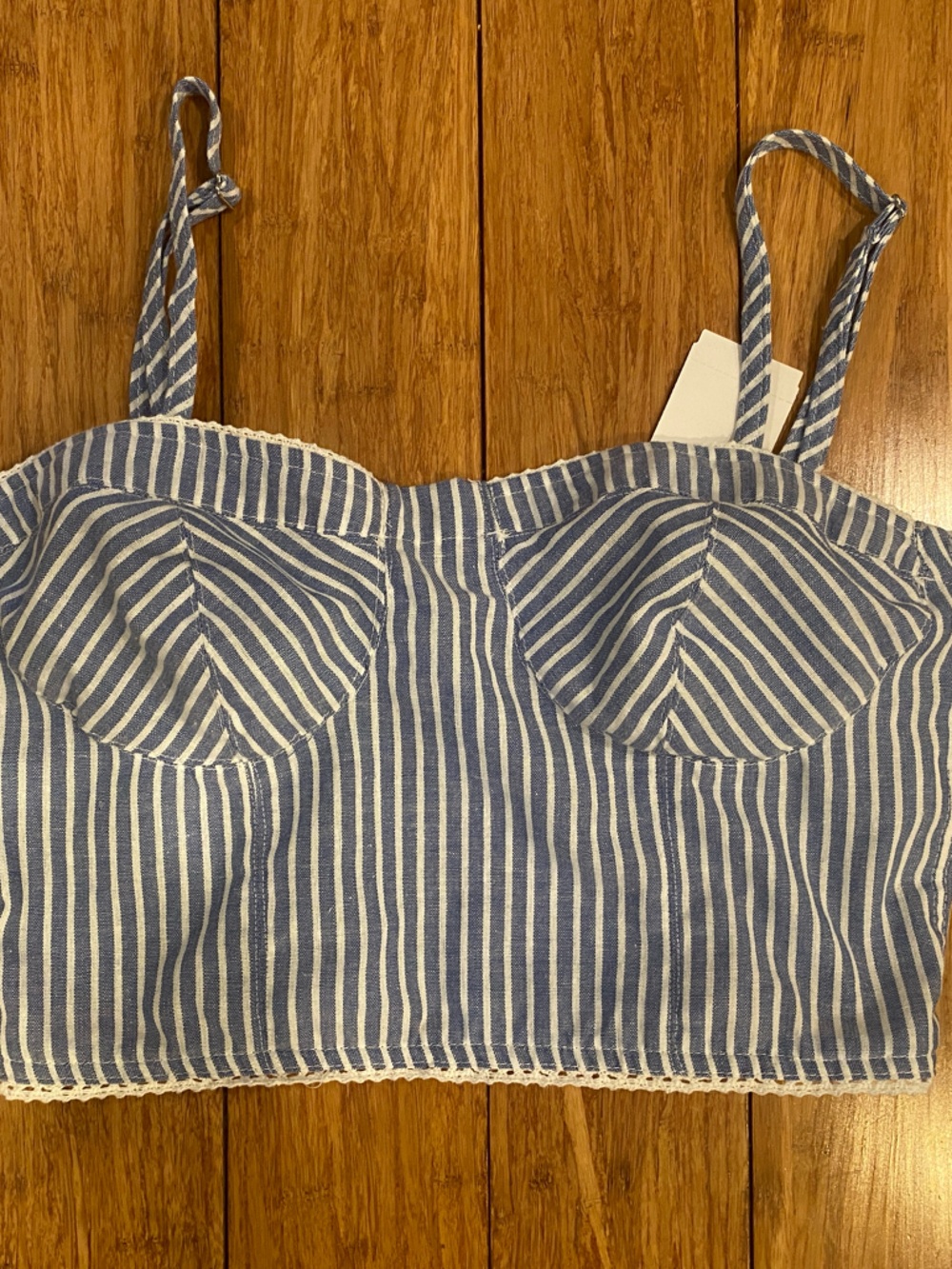 Blank NYC Blue and White Smocked Top with Stripes